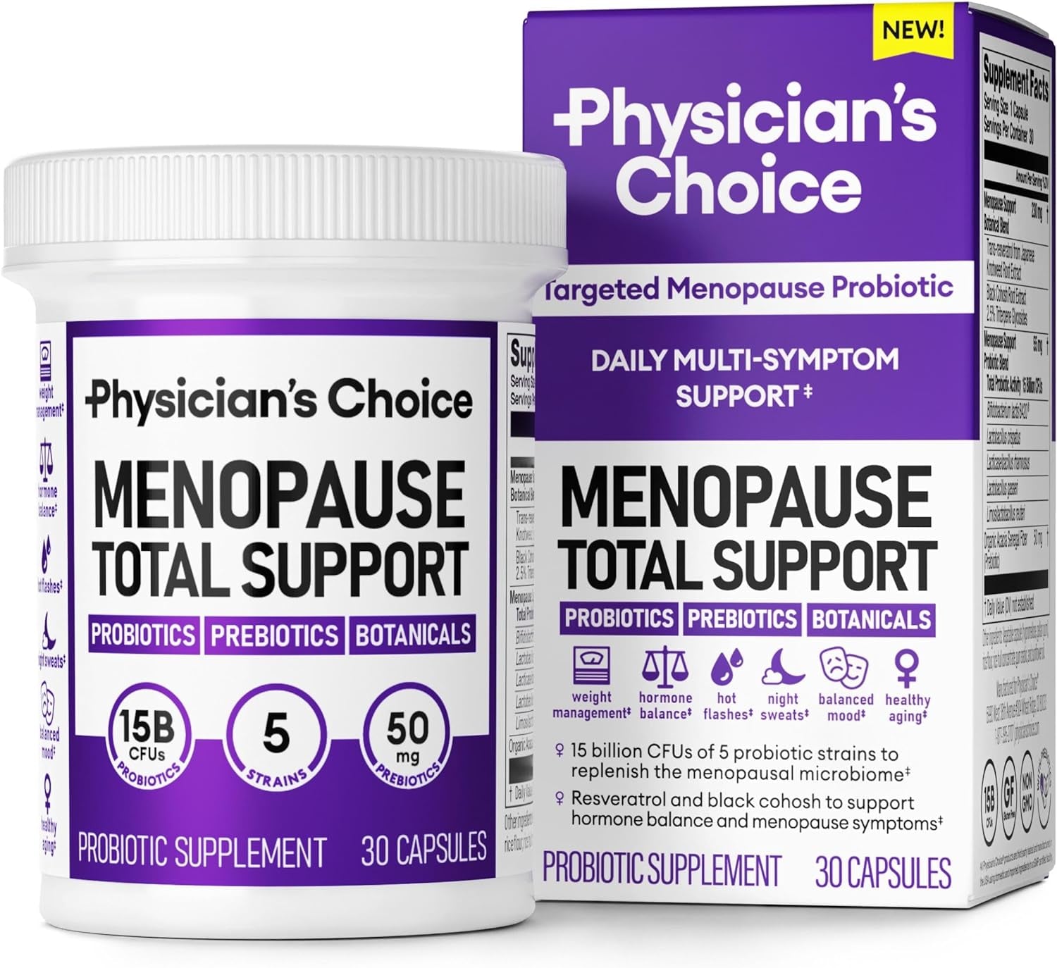 Menopause Probiotic Support for Women - Hormone Balance, Hot Flashes, Weight Management - 30 Capsules