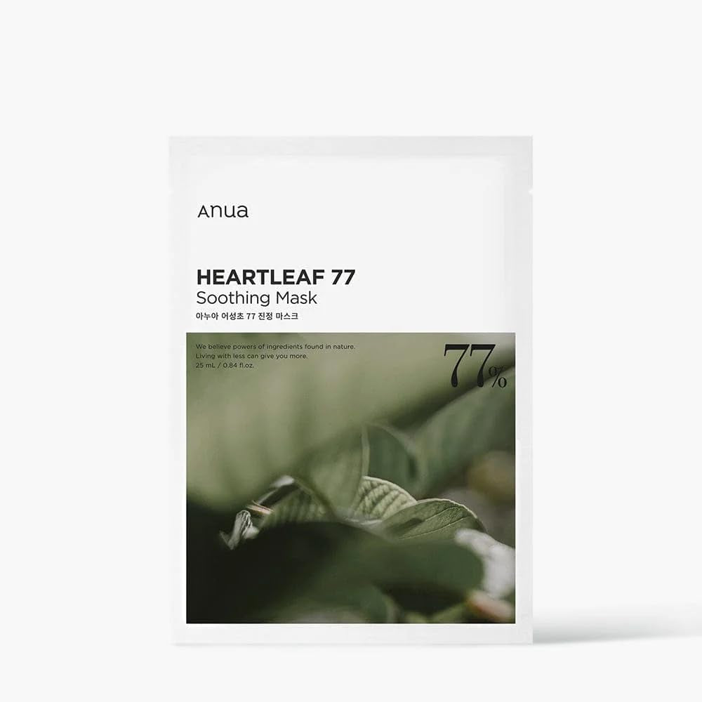 Anua Heartleaf 77% Soothing Sheet Mask 25Ml / 0.84 Fl.Oz. I Microfiber Sheets, Hydrating, Moisturizing, Calming (10Pc)