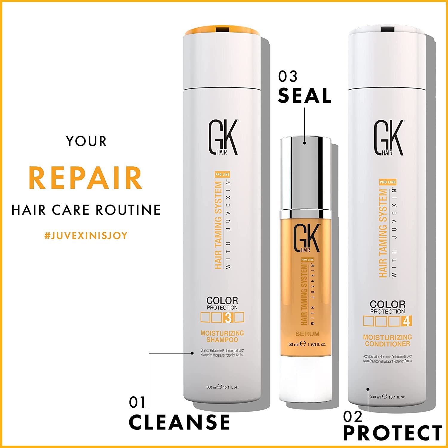 GK HAIR Global Keratin Moisturizing Shampoo and Conditioner Sets (10.1 Fl Oz/300Ml) for Color Treated Hair - Daily Use Cleansing Dry to Normal Sulfate Paraben-Free - All Hair Types for Men and Women