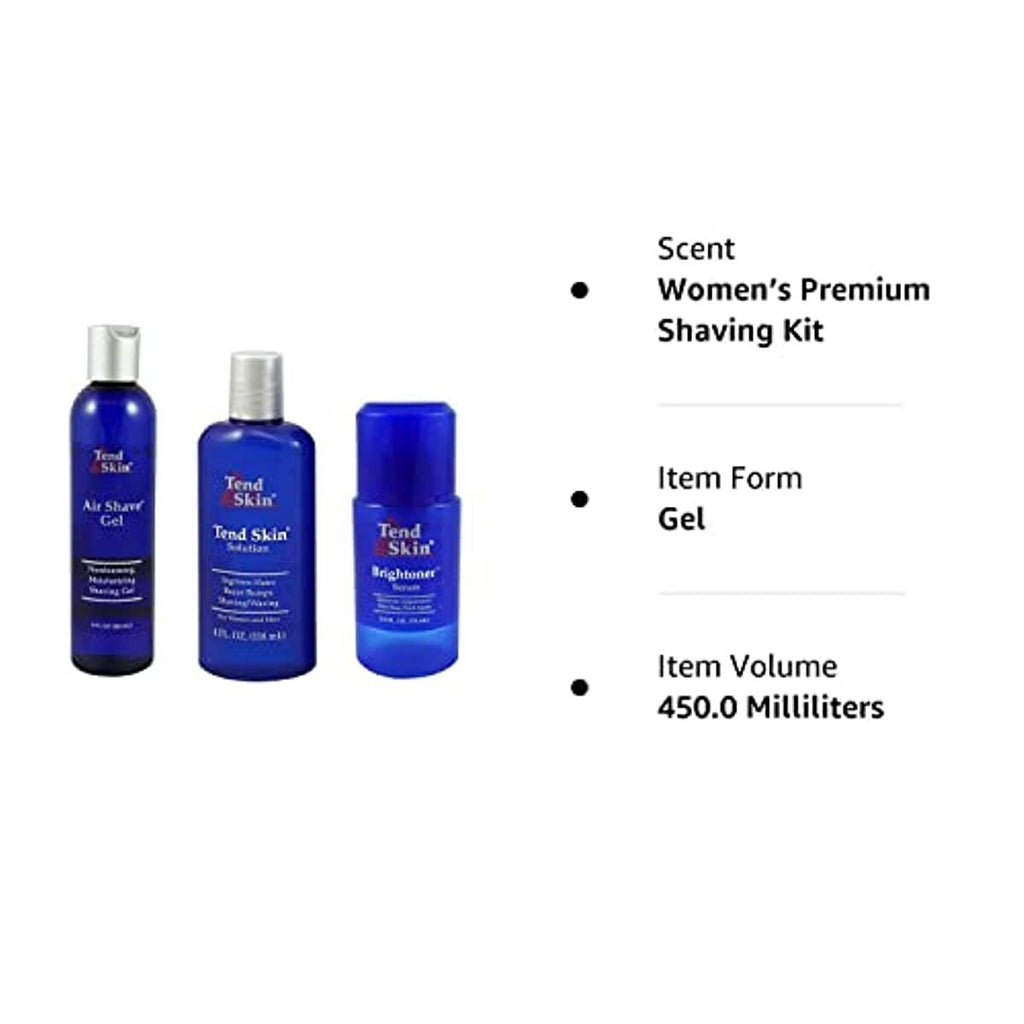 Tend Skin Women's Shaving Kit for Razor Bumps, Ingrown Hair, Dark Spots - Complete Skin Care Solution with Air Shave Gel, Post Shave Solution, Brightoner Serum
