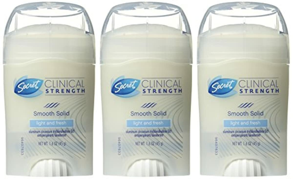 Secret Clinical Strength Soft Solid Antiperspirant and Deodorant, Light and Fresh Scent, 1.6 Ounce (Pack of 3)